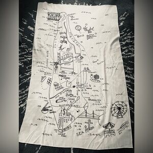 Madewell Cityguide NYC Manhattan Doodle Map 58.5”x37” Wrap Scarf